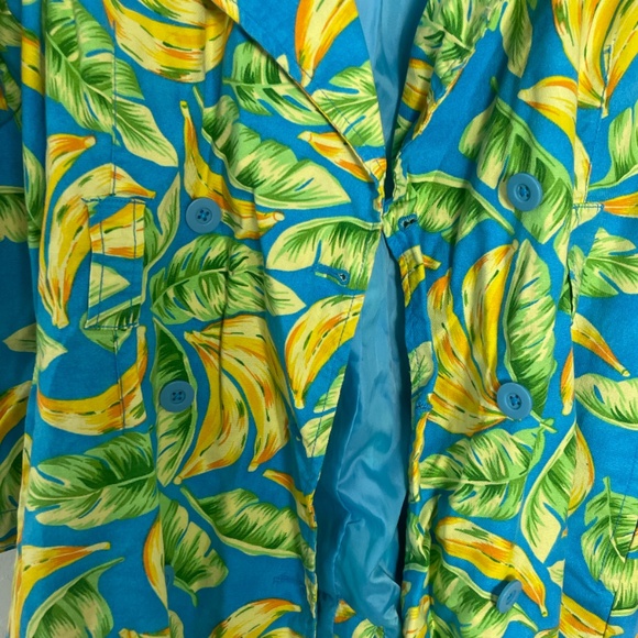 Banana Fruit Trench Coat Hipster Boho Beach Bohemian Artsy Snack Hippie Jacket - Picture 3 of 5